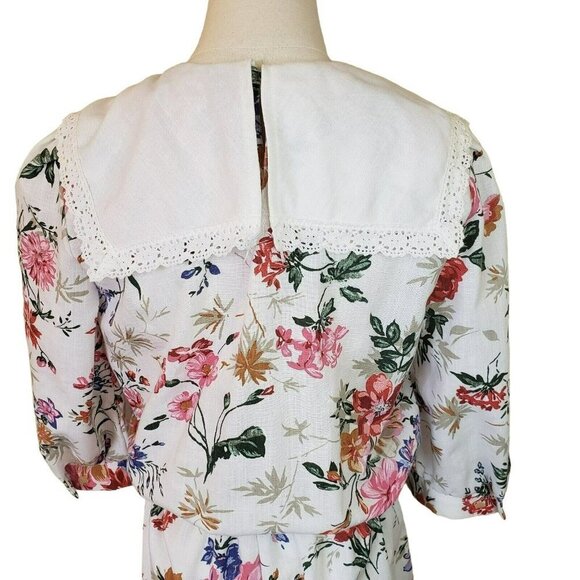 Vintage Floral Belted Dress Spring Garden Tea Party Cottagecore Sz 10 - Picture 10 of 16